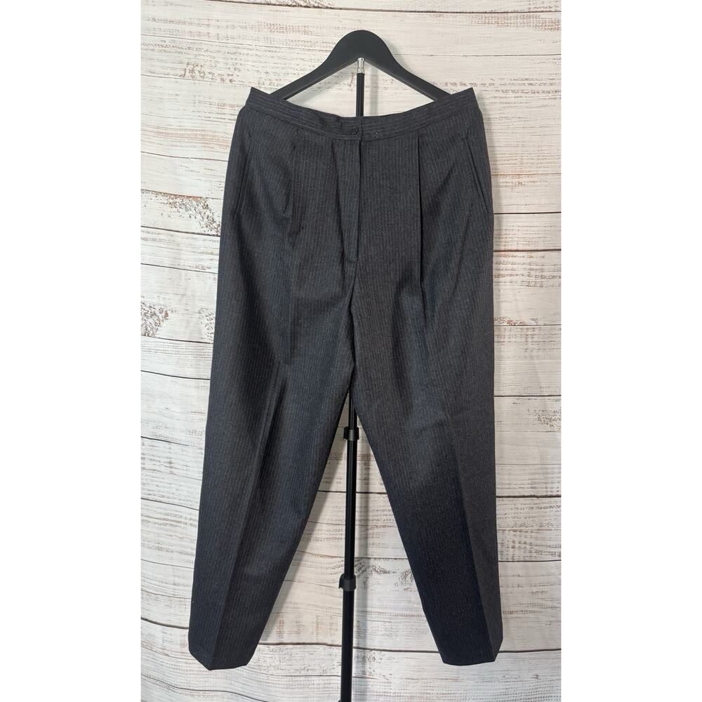 Women’s Vintage Giorgio Sant’Angelo Gray Pinstripe Wool Dress Pants Size 16 Hole